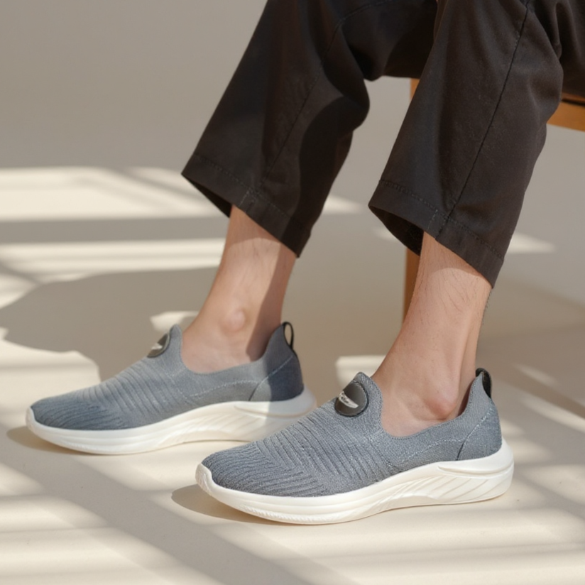 Premium Knit Loafers – Grey